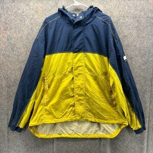 Tommy Hilfiger Jacket Mens XL Yellow Navy Hooded Full Zip Colorblock Vintage 90s